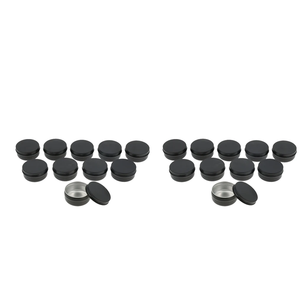 

20 Pieces Round Tin Jars Cans Cosmetic Container Travel Food Tins Box Black