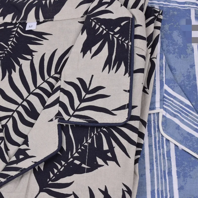 Men's clothing set, pajamas, cardigan, long-sleeved top + trousers, woven cotton, lounge sleep, loose sleepwear men