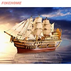 Картина из страз 5D FineHome, полноформатная картина Стразы, алмазная вышивка, корабль, Алмазная мозаика, полный набор