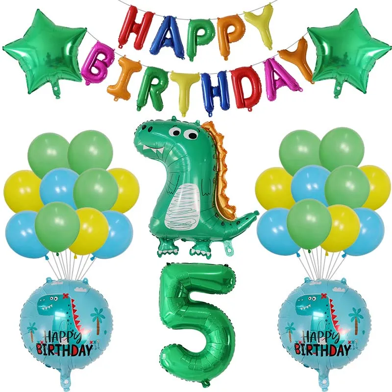 39 шт. Мультяшные фольгированные воздушные шары в виде динозавров 30 дюймов цифры