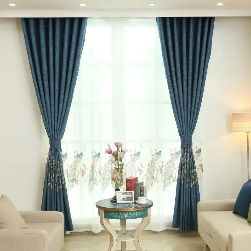 Роскошные европейские занавески в виде павлина для современной гостиной спальни