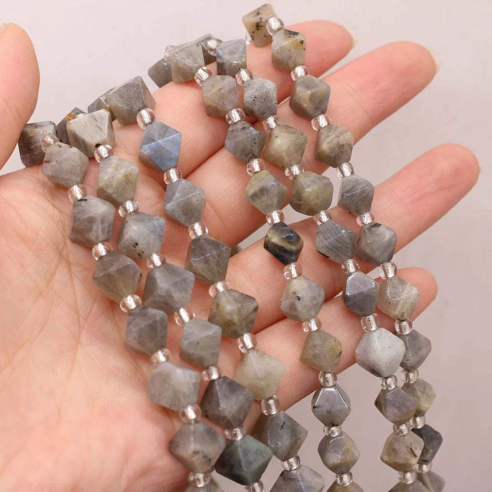

Hot Sale Natural Amethyst Semi-precious Stones Irregular Rhombus Loose Bead Boutique Making DIY Fashion Necklace Jewelry