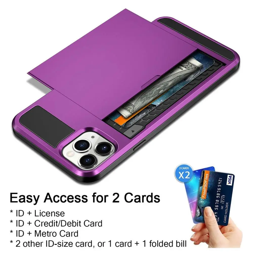 Case for iPhone 11 Pro Max XS MAX XR X Cover Armor Wallet Card Slot Sliding Hidden Pocket For 8 7 6 6s Plus SE 2020 | Мобильные