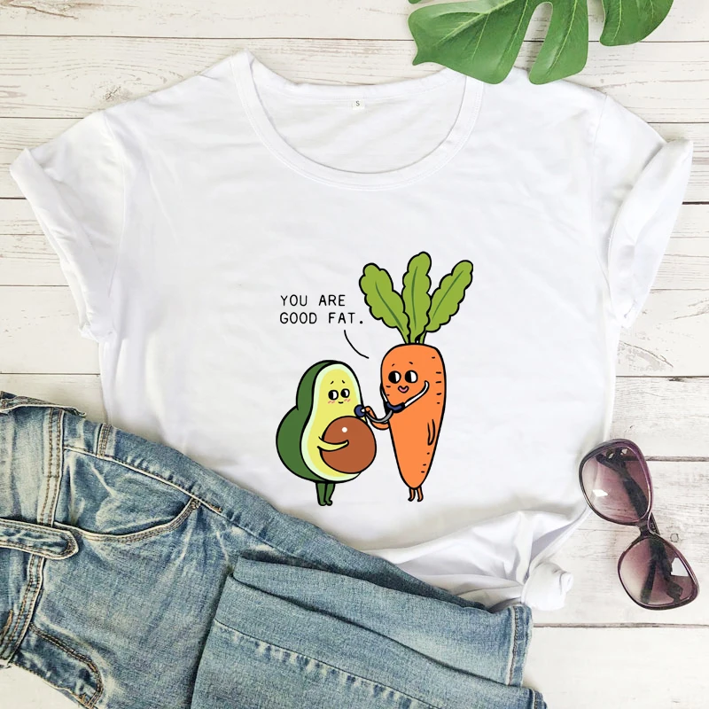 Colored You're Good Fat T-shirt Funny Avocado Carrot Vegan Tee Shirt Top Cute Women Graphic Vegetables Tshirt