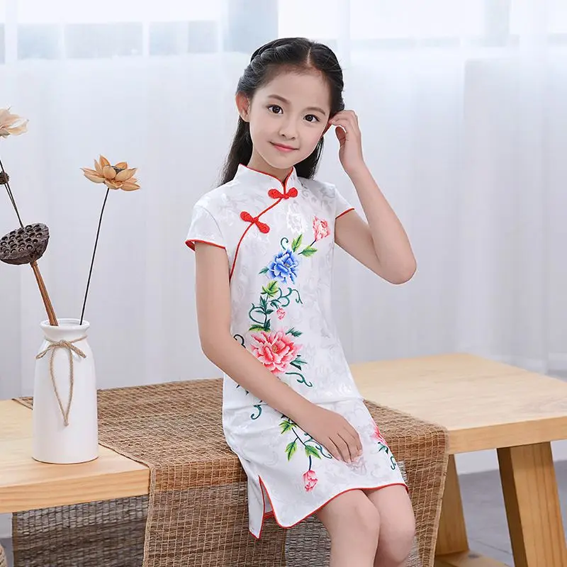 Китайская детская вечерняя одежда детское платье Ципао для милой девочки