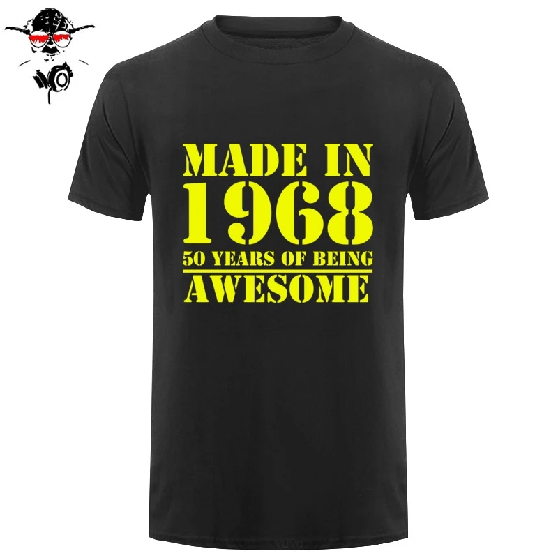 Мужская футболка с короткими рукавами круглым вырезом и принтом 50 лет