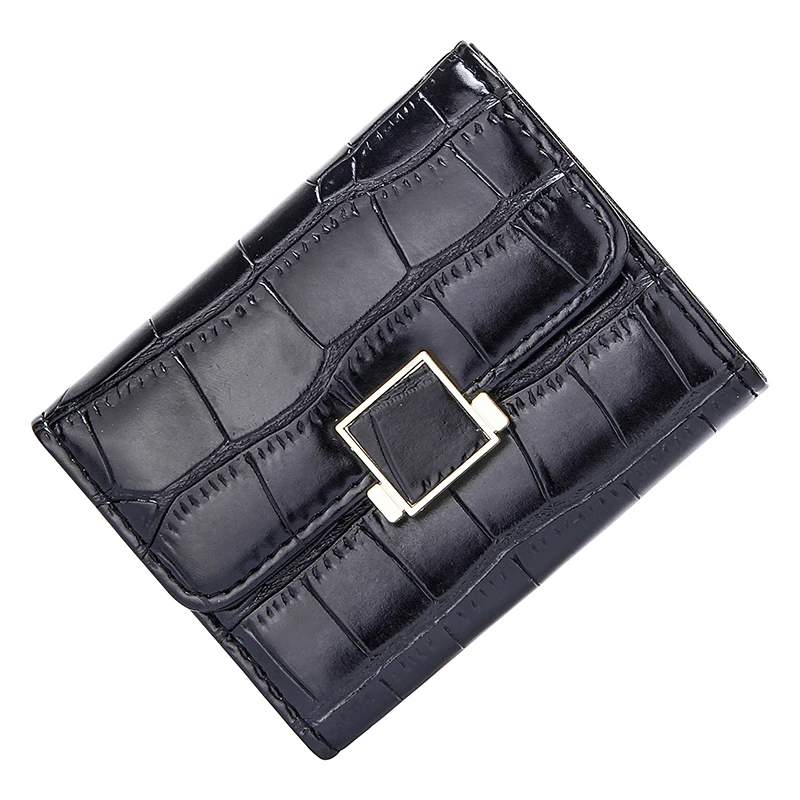 Женский кожаный двойной кошелек с каменным узором органайзер для кредитных карт