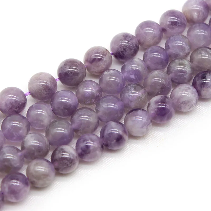 

Natural AAA Light Purple Jades Crystal Angelite Stone Round Loose Spacer Beads for Jewelry Making Handmade DIY Bracelet 6 8 10mm