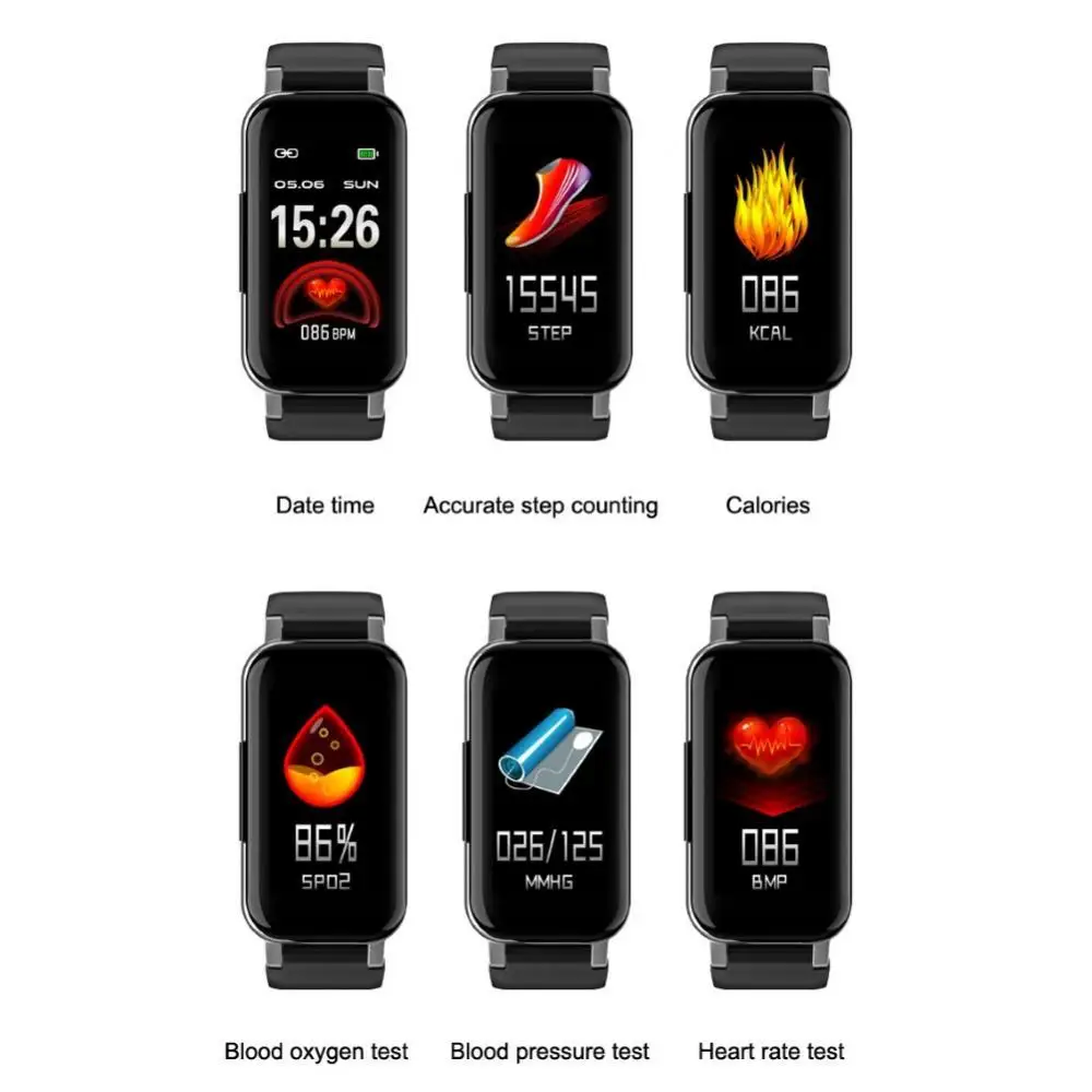 

T89PRO 1.14inch IP67 waterproof Bluetooth Heart Rate Monitor Sports Smart Bracelet with Earbuds 6D sound effect Earphone