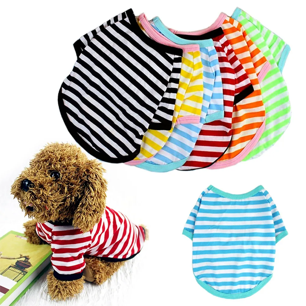 

Dog Clothes Soft T-shirt Thin Vest Striped Round Neck T-shirt For Small And Medium Dogs Pet Puppy Vest T-shirt Dog Cloth