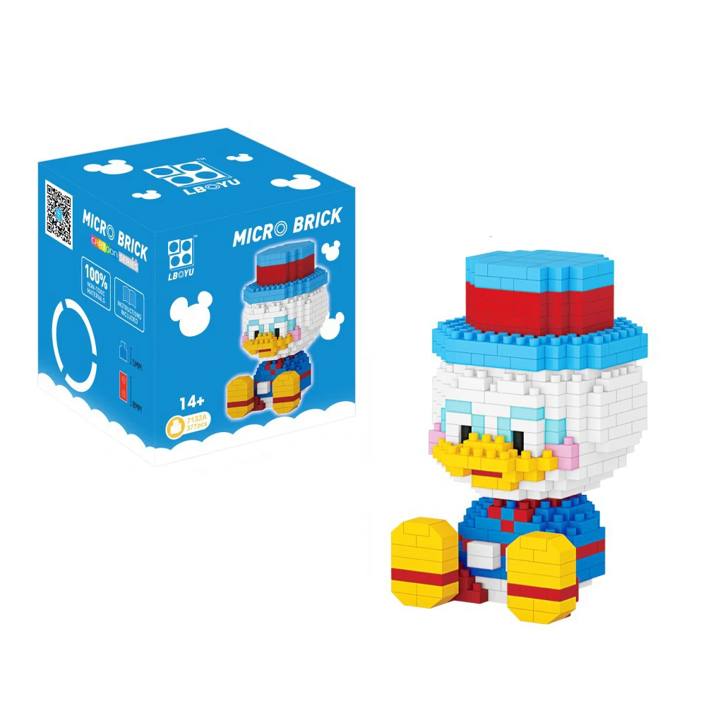 330pcs+ Cartoon Building Block Donald Duck Mini Figure Louie Huey Scrooge Mcduck Funny Mirco Diamond Bricks Model Toys Children - купить по