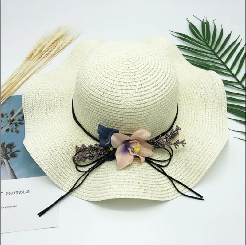 Brand Soft Floppy Hat Sun Summer Straw Beach Cap Women And Kid Girls Flower Decor Fashion Hats | Детская одежда и обувь