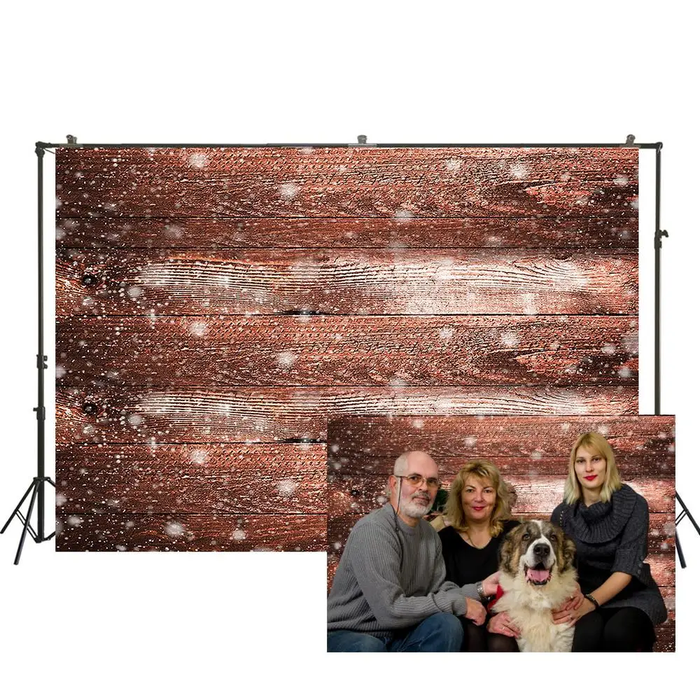 

Winter Christmas Backdrop Snowflake Rustic Vintage Wood Background Xmas Noel Party Banner Family Kids Portrait Studio Posters