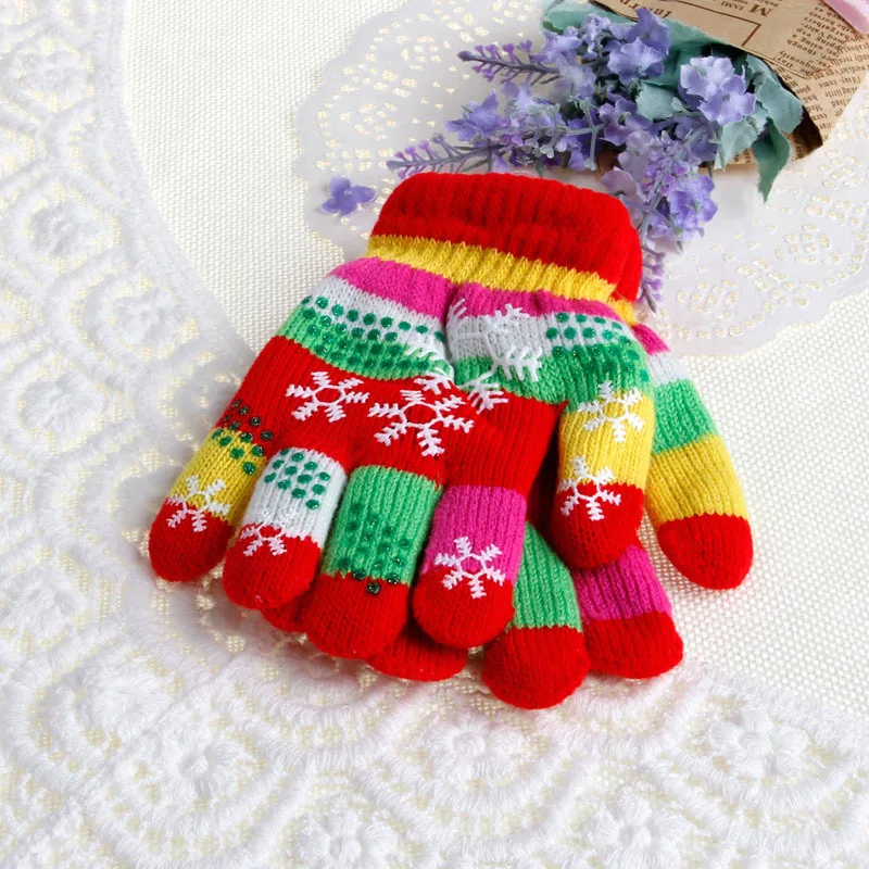 Зимние теплые детские волшебные перчатки пара эластичных мягких милых модных