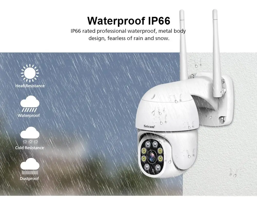 Sricam SP028 2MP PTZ Wi Fi Камера 1080P Ai автоматическое отслеживание Открытый IP двухканальную