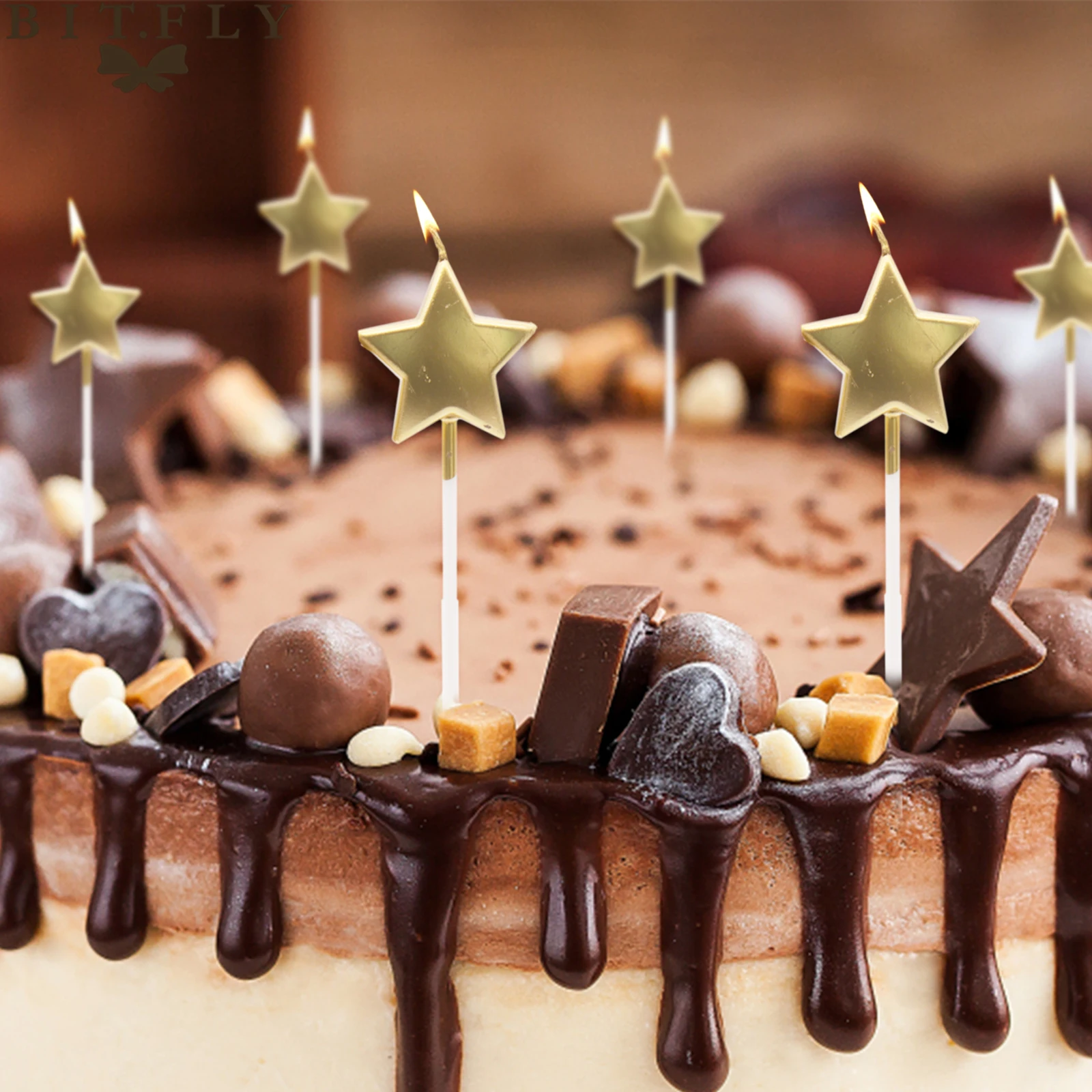 Gold/Sliver Love Letter candles Romantic wedding cake decoration star heart candle birthday party DIY curve paraffin candle