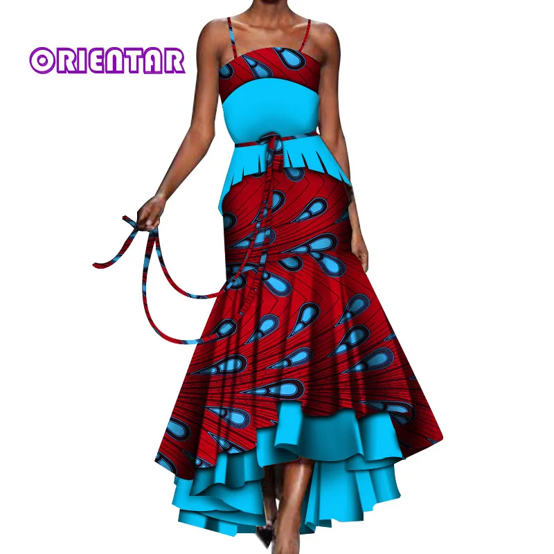 African Dresses for Women Sexy Off Shoulder Ankara Style Dress Wedding Party Lady African Print Long Maxi Dresses WY4232