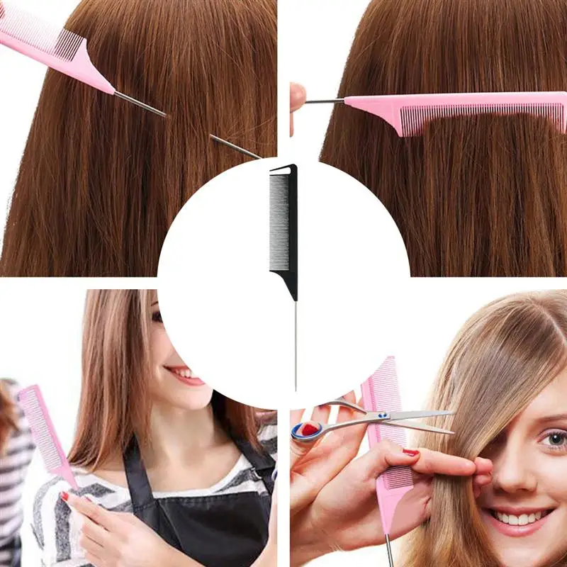 

12pcs Hairdressing Pintail Comb Highlight Tail Comb Anti-Static Hair Style Rat Tail Combs For Hairshop Hair Styling Beauty Tool