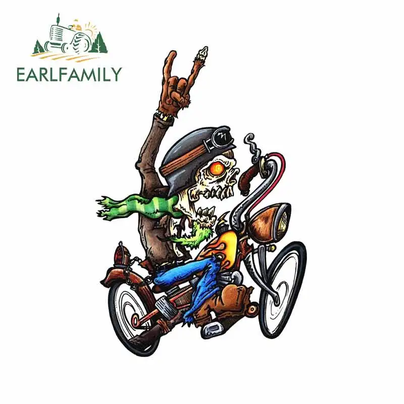

EARLFAMILY 13cm x 8.9cm for Reaper Bobber Skull Motorcycle Car Stickers Anime Car Accessories Scratch-proof Sticker Vinyl Decal