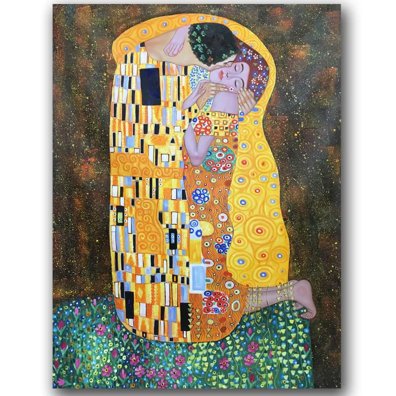 Декоративное искусство поцелуй Густава Климта Масляные картины на холсте Ручная