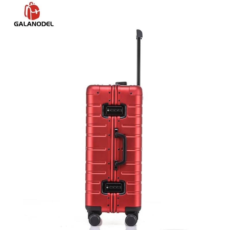 100% чемодан на колесиках из алюминиевого сплава для путешествий серебристо