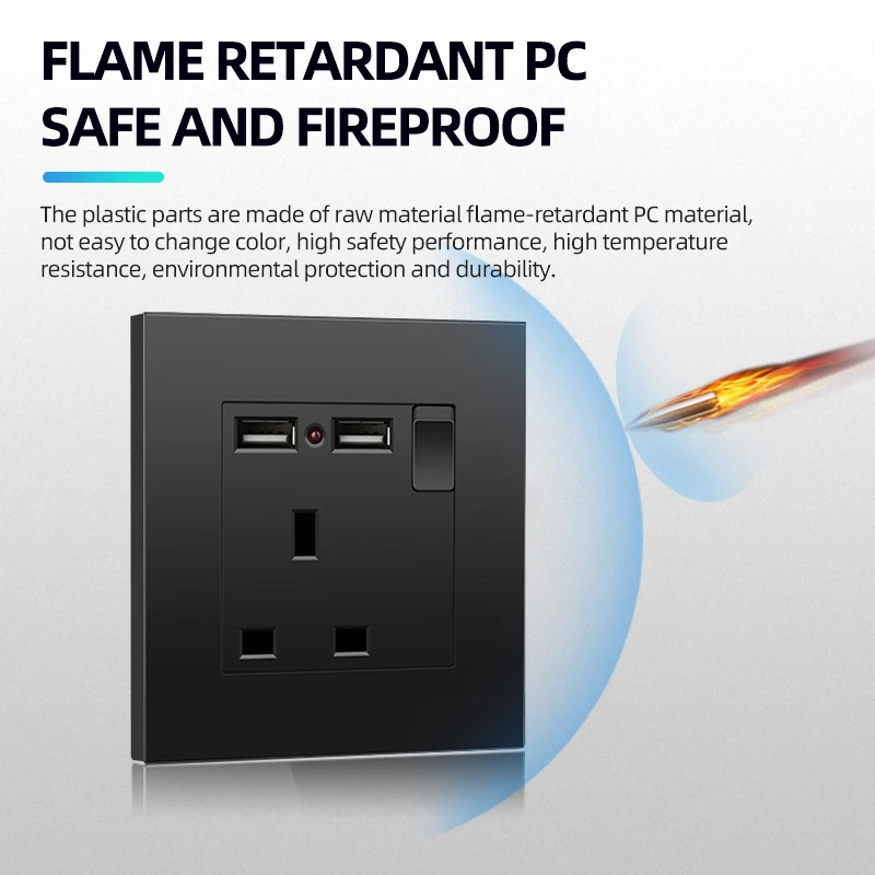 Настенный выключатель PSSRISE A08 розетка высокой мощности с USB панелью из