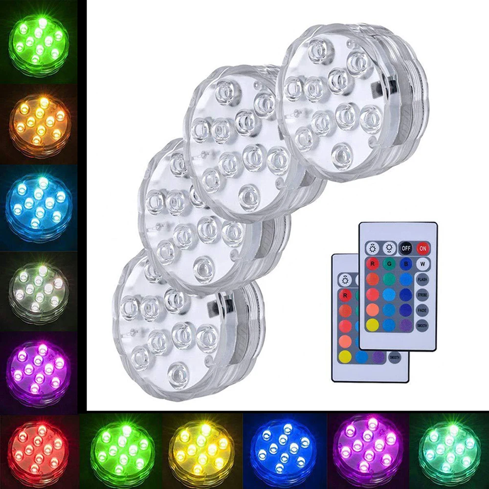 

Waterproof Multi Color Submersible 10LEDs RGB Lights Underwater Night Lamp Garden Tea Light Party Wedding Underwater Night Lamp