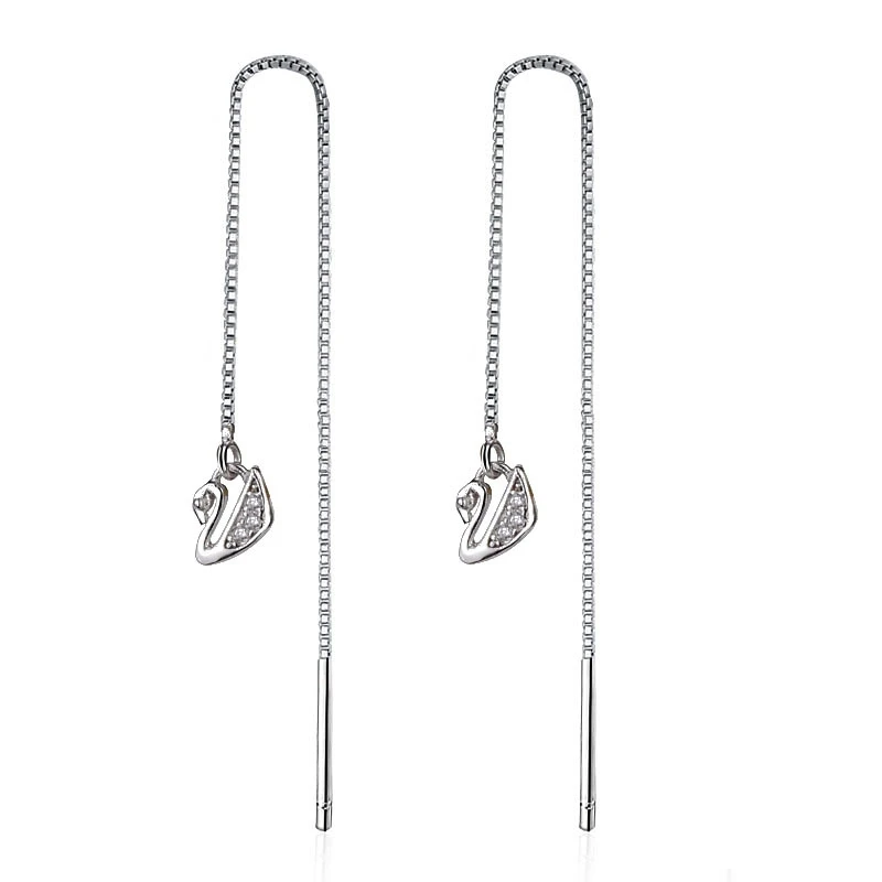 

Fashion Small Swan Long Ear Line Drop Earrings For Women Eardrop Zircon Design Earrings Wedding Jewelry Party Gift