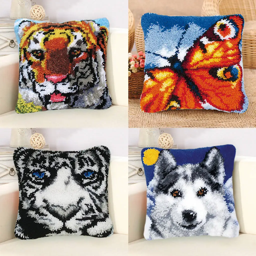 

Funny Latch Hook Kits Cushion Pillow Case Making for Adults Beginners Kids 17x17''