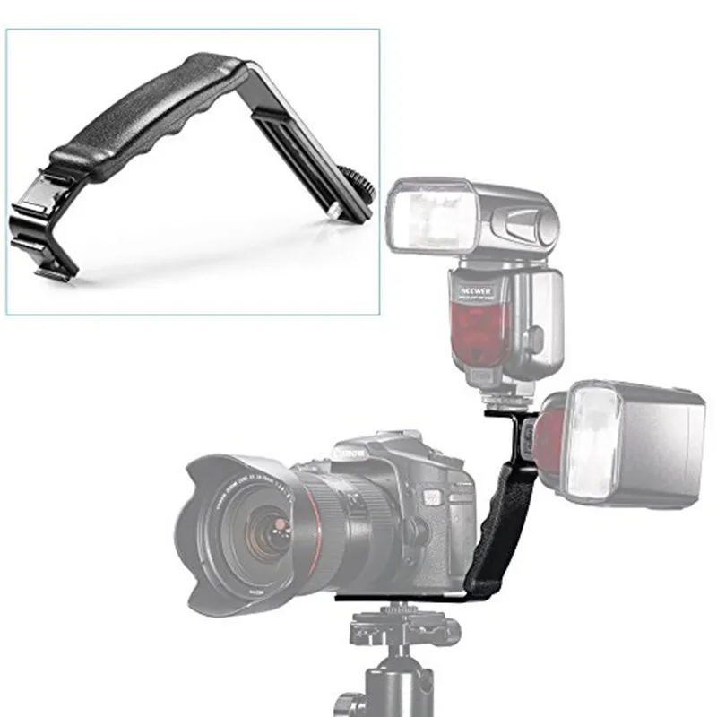 Universal Microphone Stand L Bracket Camera Grip With 2 Hot Shoe Mounts For Zhiyun Smooth Q/3/Dji Osmo/Rode Videomicro |