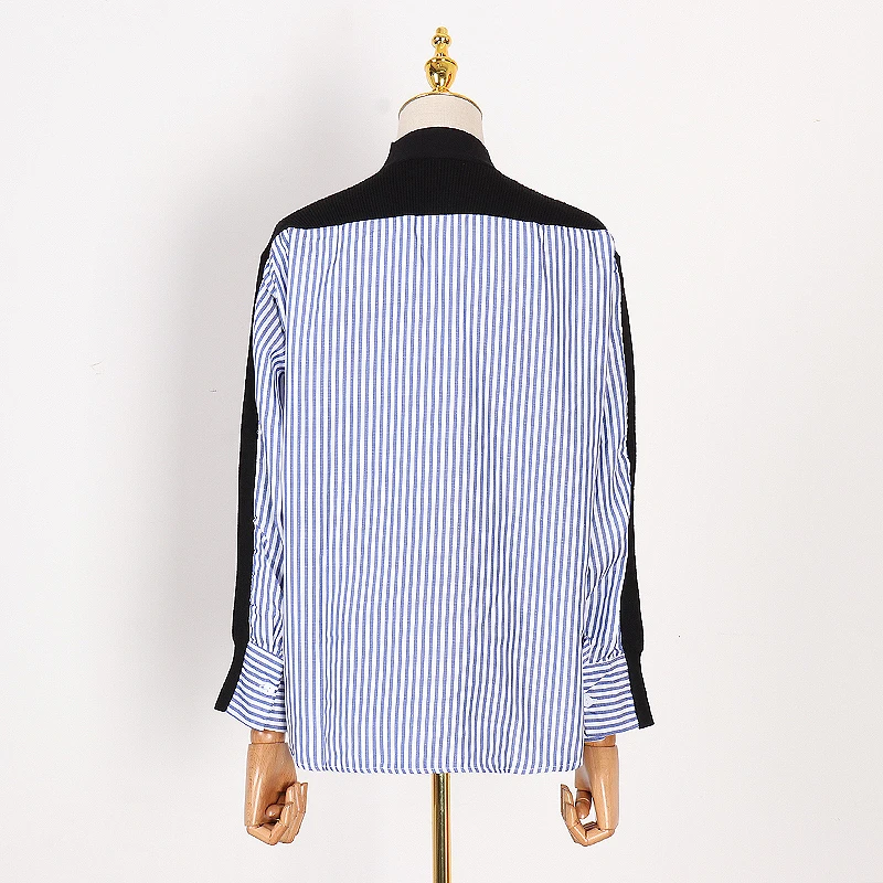 GALCAUR Patchwork Striped Sweater For Women Long Sleeve Asymmetrical Cardigans Female Jumper Fashion 2018 Autumn New |