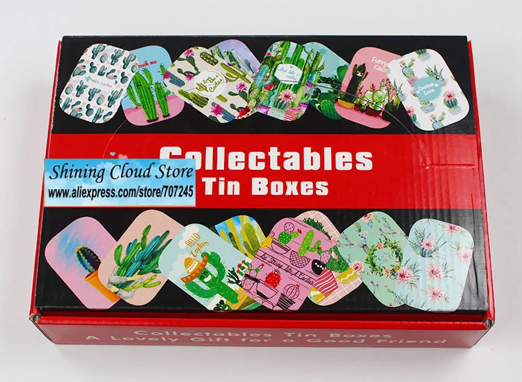 

32pc/lot Cactus model Mini cover Iron tin case / can/ metal cute box / small Kit/candy storage gift box