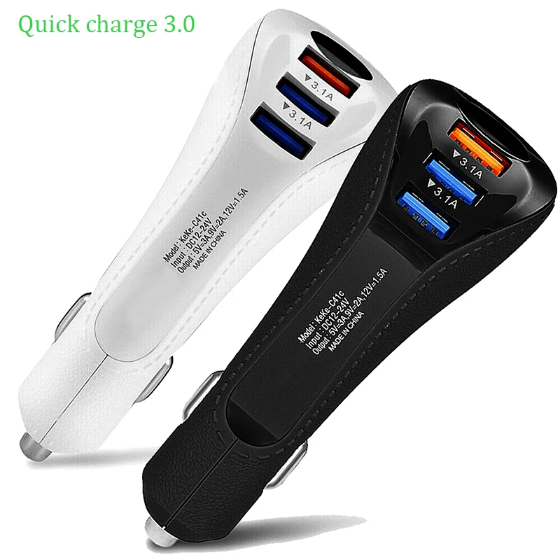 Автомобильное зарядное устройство с 3 портами Usb быстрая зарядка Qc3.0 для