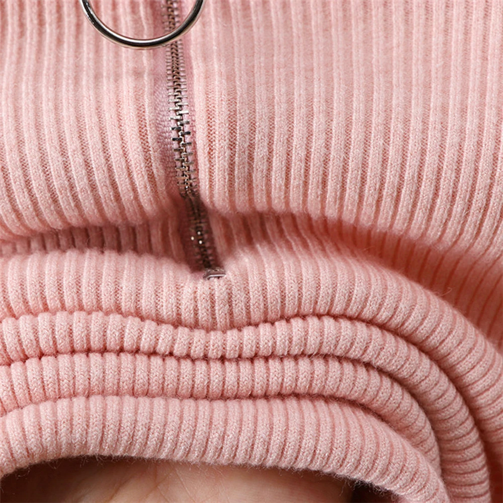 Женский свитер новинка Повседневный осенний на молнии водолазка однотонный