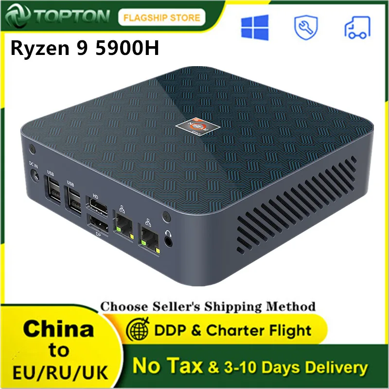 Игровой мини-ПК AMD Ryzen 9 5900H Windows 10/11 Max 64 Гб DDR4 2 * M.2 NVMe SSD LAN Настольный ПК Barebone