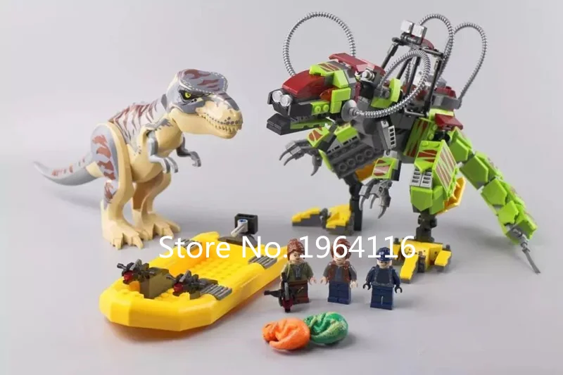 Новый мир Юрского периода серии T. rex vs Dino-Mech Боевая модель строительные блоки