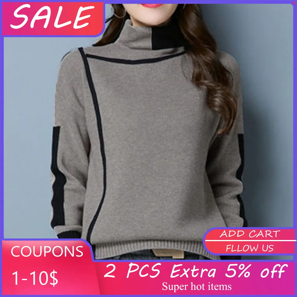 

Turtleneck Sweater Women Autumn Winter Pullover Jumper Fashion Female Basic Long Sleeve Knitted Top Ladies Korean Sweater