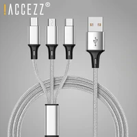 accezz 3 in 1 micro usb type c lighting charging cables for iphone 8 6s plus x xiaomi samsung universal phone charge cable 1 2m