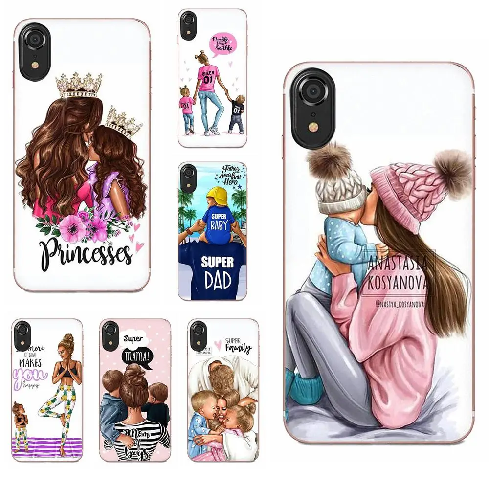 Черно коричневые волосы мамы девочки королевы для Sony Xperia Z Z1 Z2 Z3 Z4 Z5 compact Mini M2 M4 M5 T3 E3