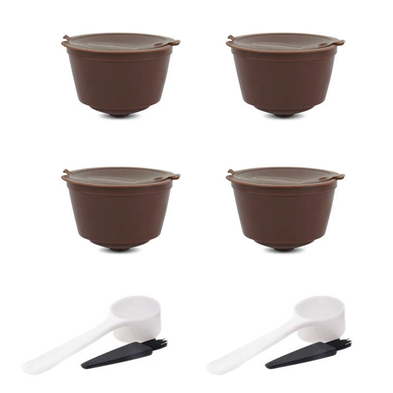 4PC brown Фильтр для кофе многоразовый заполненный капсульный фильтр чашка бариста инструменты эспрессо Инструмент совместим с nestle машина - Цвет: 4PC brown