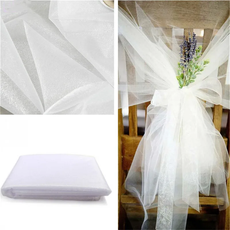 5m48cm Tulle Reel Fabric Skirt Transparent Crystal Transparent Gauze Tulle Family Wedding Decoration Baby Shower DIY Shirt Craft