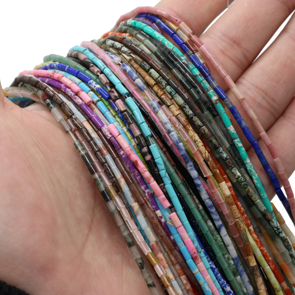 

Natural Stone Quartzs Agates Beads Cylindrical Turquoises Flash Labradorite for DIY Bracelet Necklace Jewelry Making Size 3x4mm
