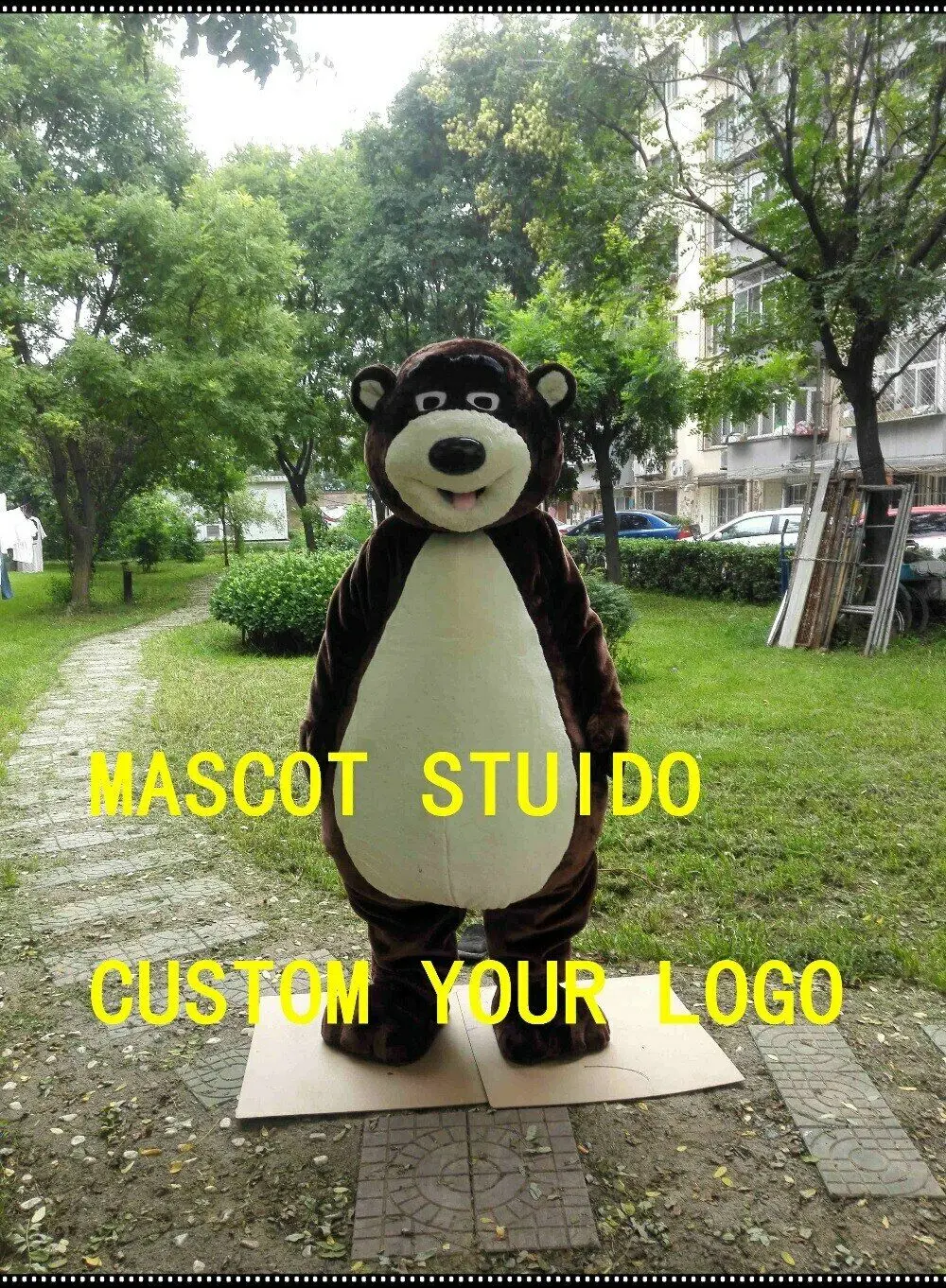 Новый костюм талисман с милым медведем для косплея на Хэллоуин Взрослые