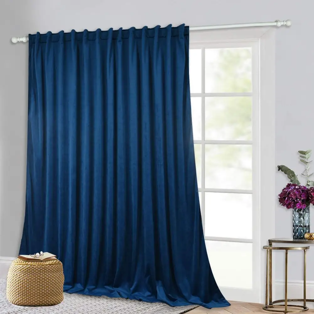 Navy Blue NICETOWN, роскошная бархатная занавеска, длинная плотная бархатная драпировка, шумопоглощающая, затемненная, перегородка, занавеска, панель для гостиной - Цвет: Navy Blue