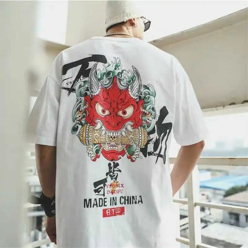 

Cotton Cool Oversized T Shirt Gothic High Street Hip Hop T-shirt Men Women Summer Blouse Casual Loose Devil Tshirt Streetwear