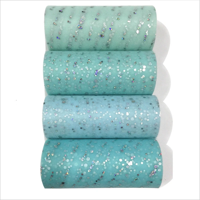 Тюль с блестками сетчатая кружевная ткань 15 см * 22 м Блестящий тюль в рулоне для