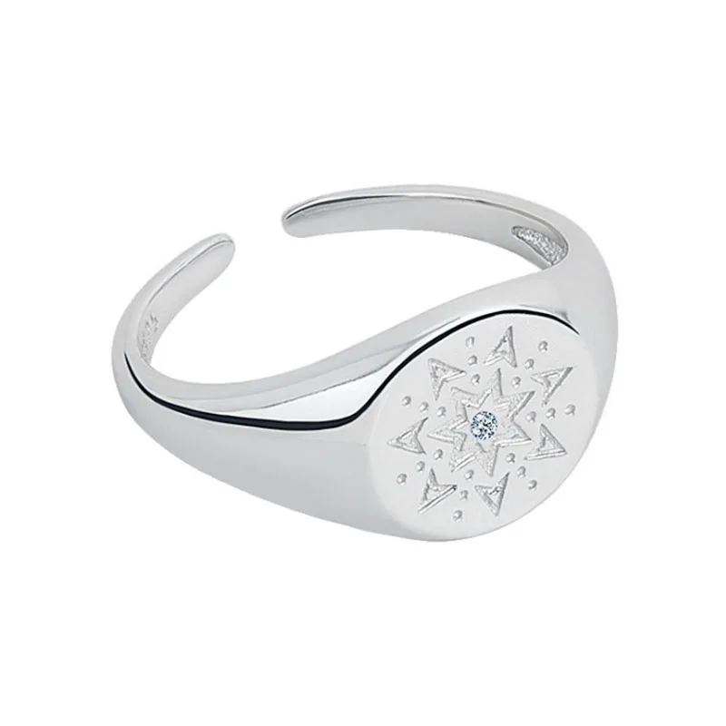 

VENTFILLE925 Sterling Silver New Sunflower Pattern Diamond Ring For Woman Fashion Opening Beautiful Gorgeous Jewelry