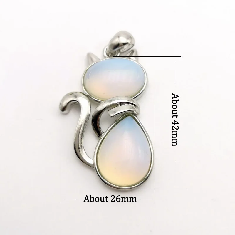 Женские ожерелья с натуральным камнем подвески в форме кота розового кварца