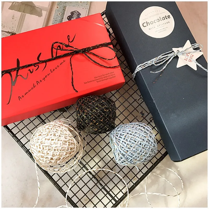 Рулон 20 м натуральный цветной бумажный шнур Золотая Подарочная коробка веревка