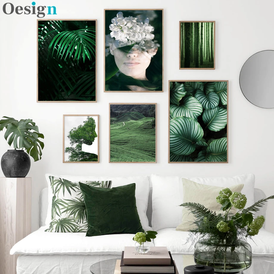 

Monstera Fog Forest Abstract Girl Flower Wall Art Canvas Painting Nordic Posters And Prints Wall Pictures For Living Room Decor